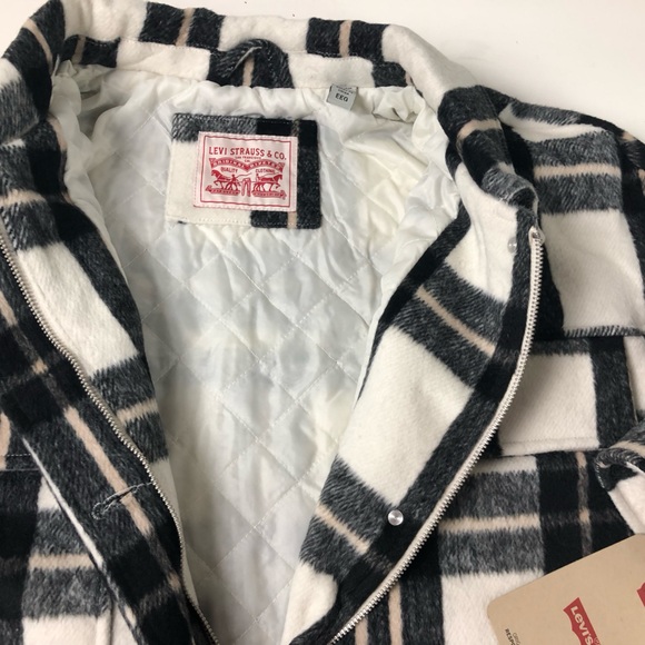Levi’s Wool Blend Plaid Quilted Lining Womens Shorty Full Zip Jacket NWT - Picture 7 of 7